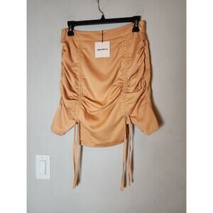 NWT Revolve Superdown Satin Adjustable Ruched Xio Mini Skirt Orange Size Medium
